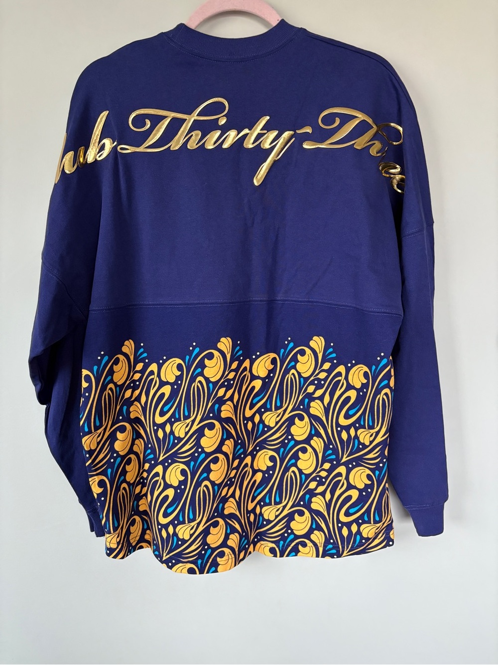Disney Club 33 Spirit Jersey NWT Navy Blue Gold Filigree Size Small Tinkerbell